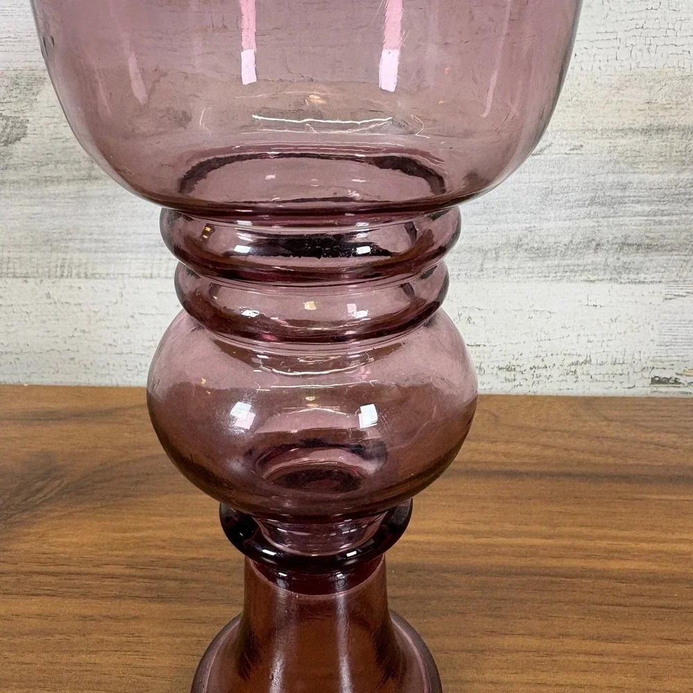 Morgantown Amethyst Crystal Glass Pedestal Flower Vase‎ Vintage 10
